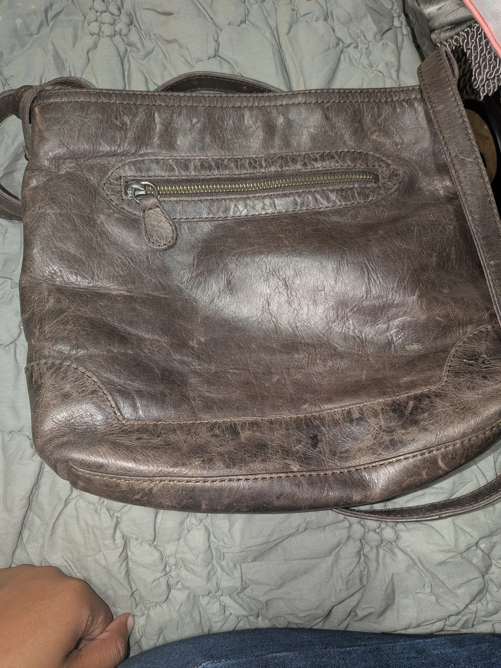Frye Distressed Dark Brown Leather Messenger Bag